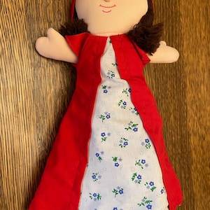 Vintage Topsy-Turvy Fabric Fairy Tale Doll, Little Red Riding Hood. 13&quot; tall x 8&quot; wide