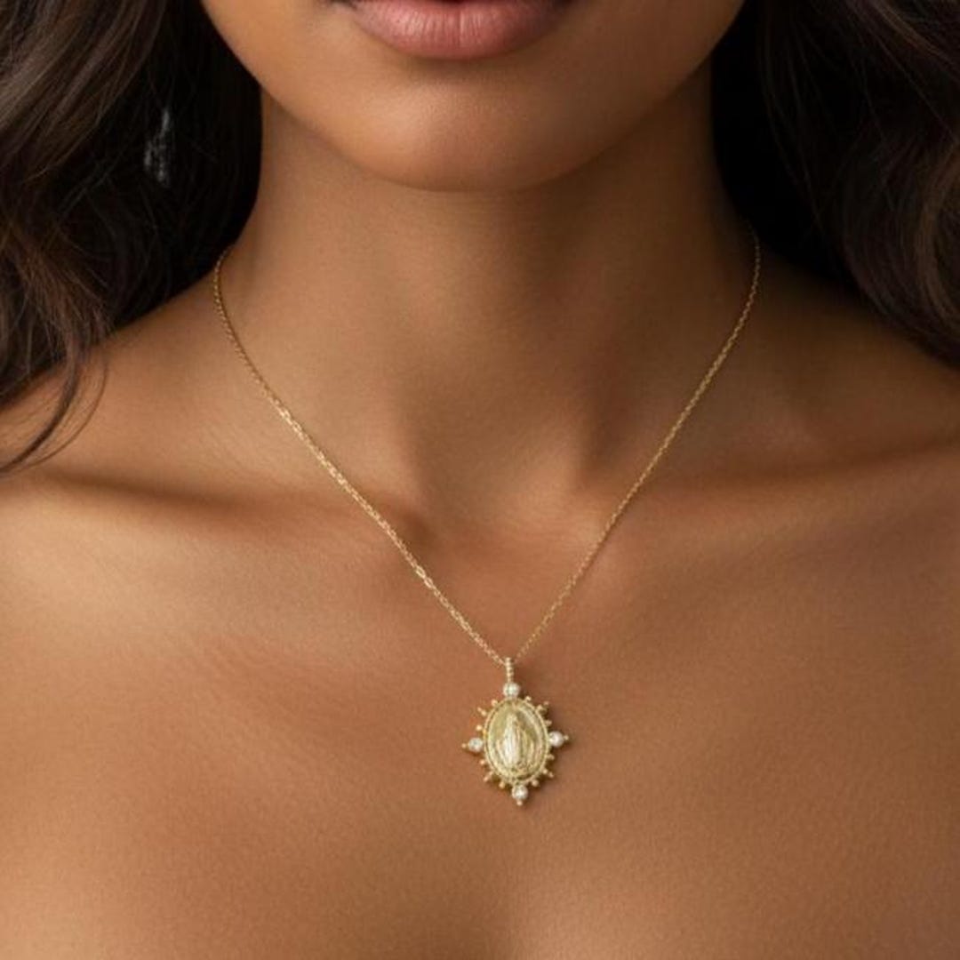Elegant Virgin Mary CZ Pendant Necklace With 925 Sterling Silver - Etsy