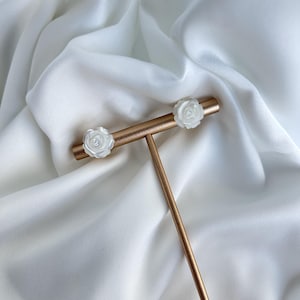 Mother of Pearl Rose Flower Stud Earrings