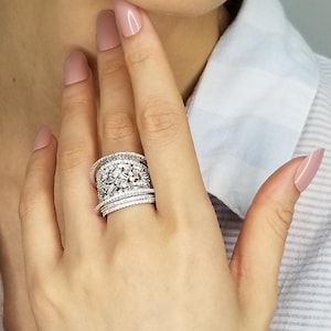 Pavé Cubic Zirconia Cocktail Ring: 14K Gold Plated Sterling Silver