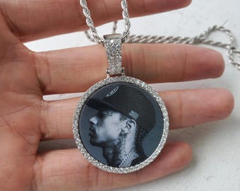 Anpassen 3D UV Foto Sterling Silber Anhänger