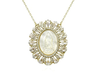 Parelmoer hanger Maagd Maria