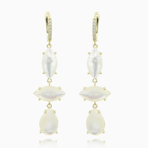 Unique Marquise & Teardrop Mother of Pearl Earrings