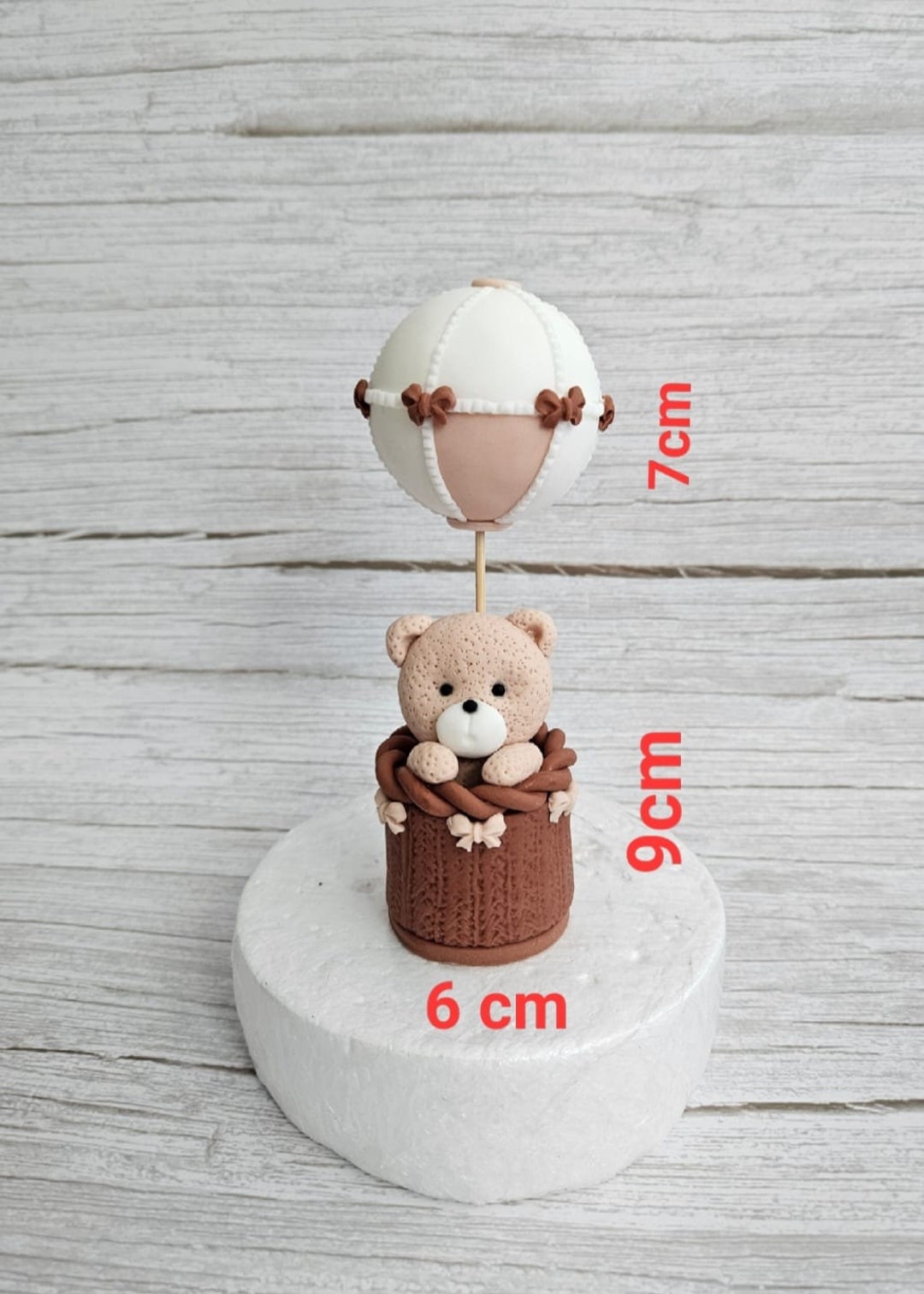 Teddy Bear in Hot Air Balloon Fondant Cake Topper, Birthday ...