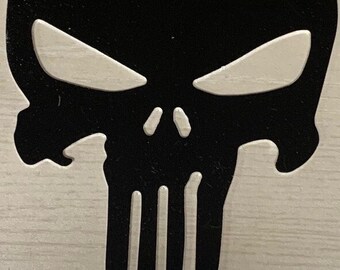 Metal 6" Punisher Skull Aluminum CNC Metal Art Black Made In USA