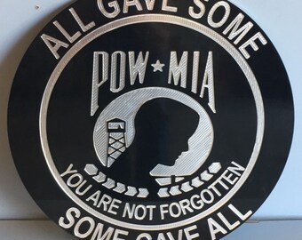 POW/MIA Metal Engraved Sign 18" x 18" Military Prisoner of War In Memory Aluminum Wall Art Home Garage Decor