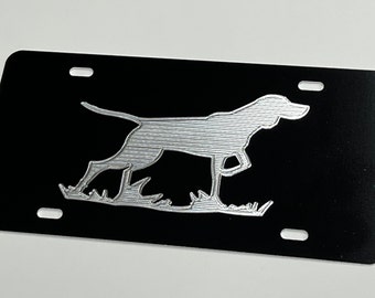 Hunting Dog Engraved Car Tag Thick Aluminum Metal Machined License Plate