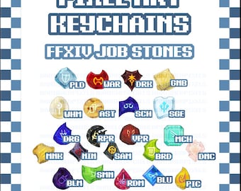 Llavero de acrílico duradero con diseño de pixel art de Job Stone, inspirado en FFXIV.