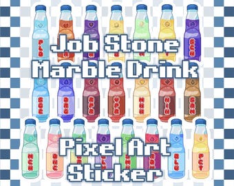 Job Stone Marble Drink Sticker FFXIV-Inspired Pixel Art Water Resistant Decal