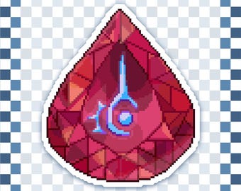 Red Mage Job Stone Sticker FFXIV-Inspired Water Resistant Pixel Art Decal