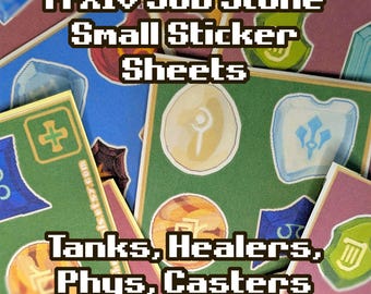 FFXIV-Inspired Pixel Art Job Stones Water Resistant Sticker Sheet