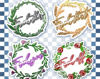 Fresh Cut Flower Stickers Set of 4 Holographic Floral Decals