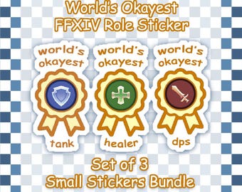World's Okayest Role Stickers FFXIV-Inspired Funny MMORPG Class Decals (Set of 3)