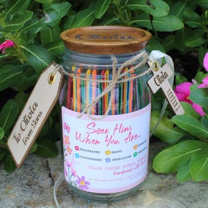 Bible Verse Jar for Girls with Daily Scriptures Faith Encouragement Promise Verses Unique Inspirational Christian Religious Spiritual Gift