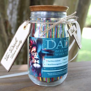 Seek Him Bible Verse Jar for Dad – Color-Coded Scriptures to Match His Emotions, Personalized Gift of Prayer, Encouragement & Daily Strength