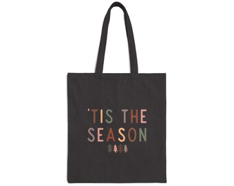 Christmas Cotton Canvas Tote Bag: 'Tis the Season Holiday Shopping Bag