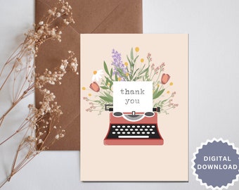 Plantilla de tarjeta de agradecimiento, tarjeta de agradecimiento imprimible, tarjeta de agradecimiento, agradecimiento simple, tarjeta de descarga digital, descarga instantánea