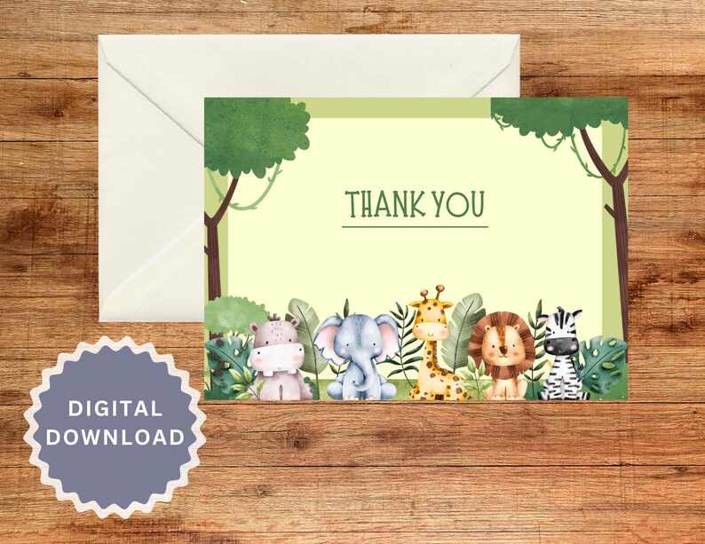 Kid Thank You Card Template, Thank You Card Printable, Thank You Card ...