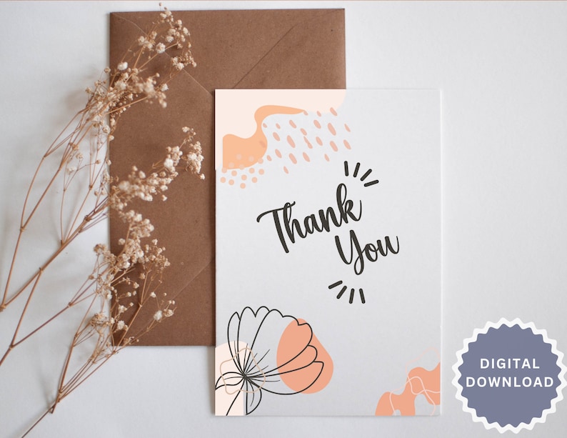 Thank You Card Template, Thank You Card Printable, Thank You Card ...