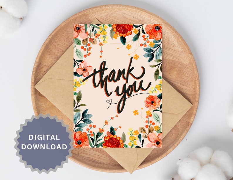 Thank You Card Template, Thank You Card Printable, Thank You Card ...