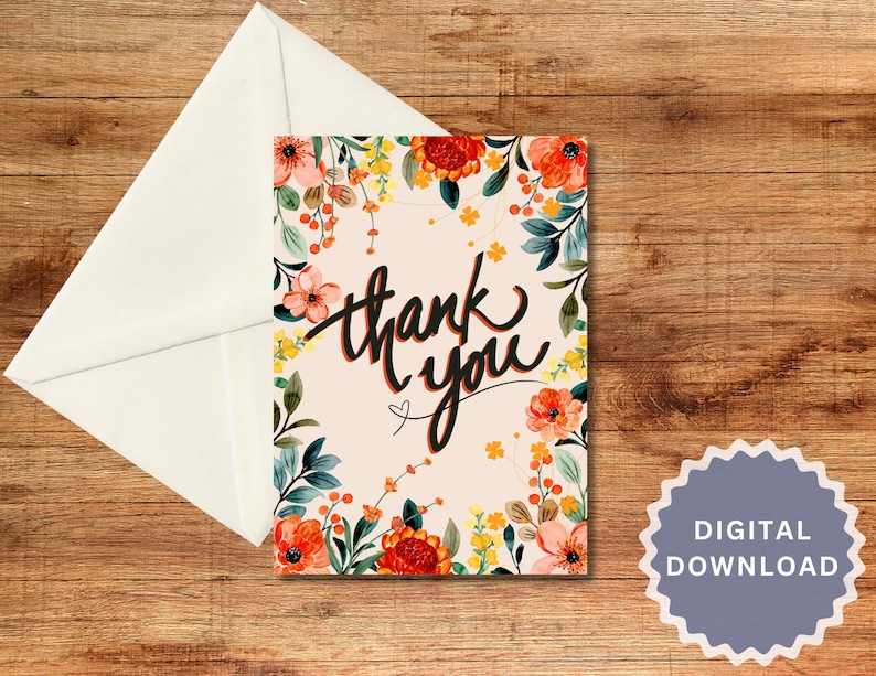 Thank You Card Template, Thank You Card Printable, Thank You Card ...