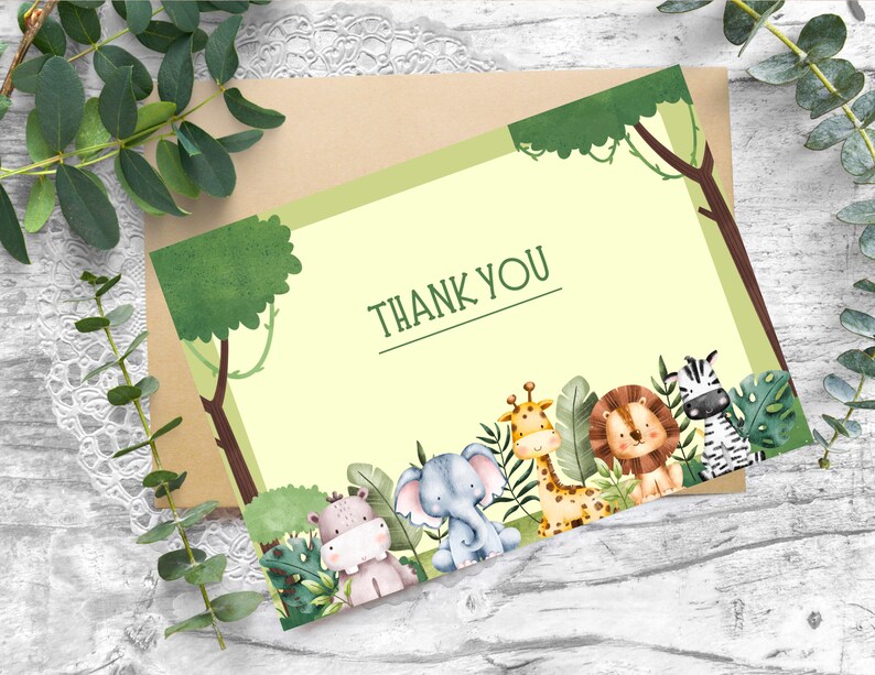 Kid Thank You Card Template, Thank You Card Printable, Thank You Card ...