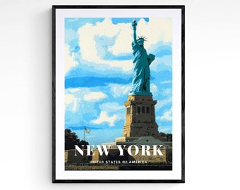 Statue of Liberty, New York Poster, NYC Wall Art, Travel Print