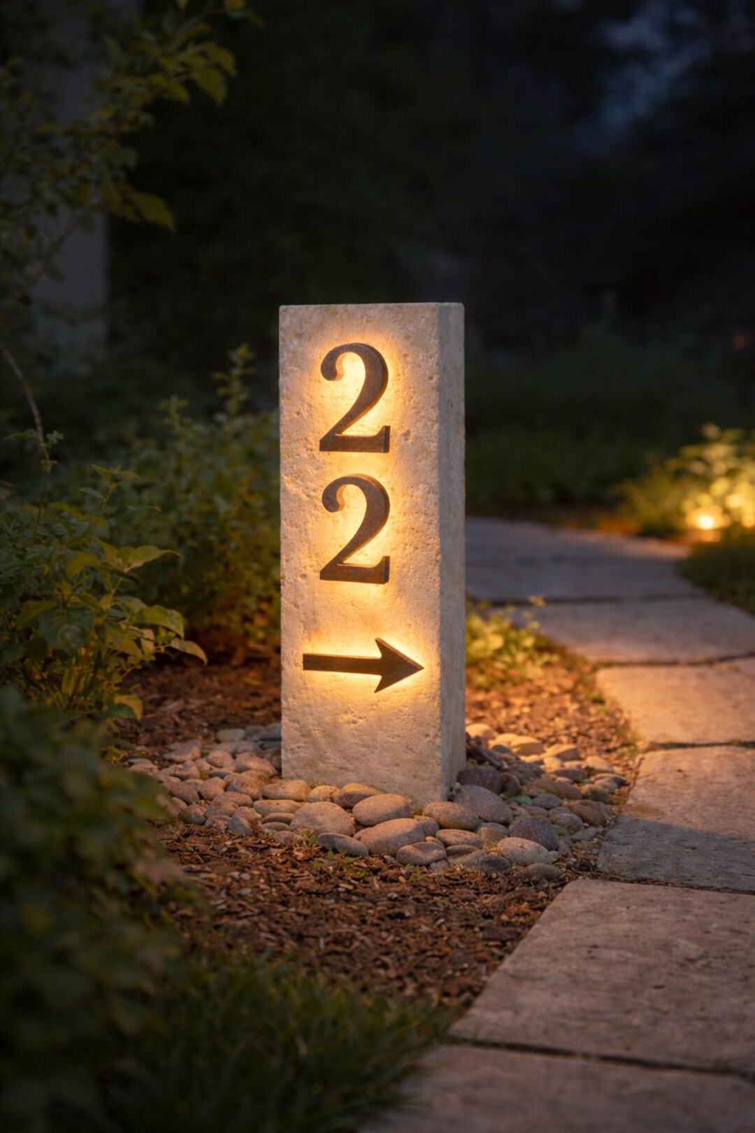 Shape Address Illuminated Stone Address L-shape Corner With Steel House Numbers - Etsy