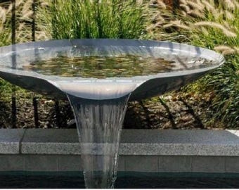 Cuenco de agua minimalista – 68,5 cm (27 pulgadas) – Adorno exterior artesanal para jardín o patio.