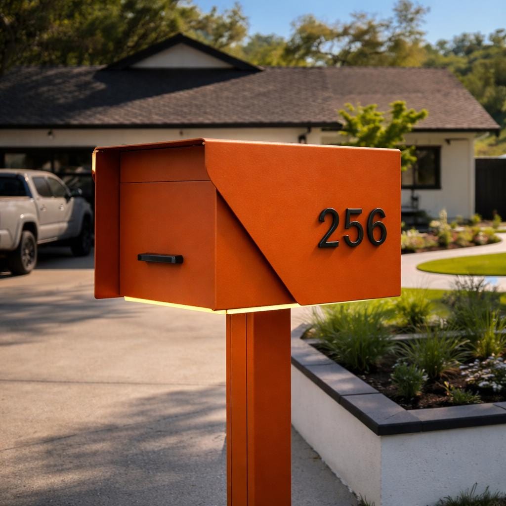Modern Mailbox With LED Light & Custom Address Numbers – Minimalist ...