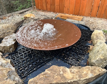 Fuente de agua moderna de acero inoxidable / Elemento acuático artesanal para jardín exterior (76 cm de diámetro)