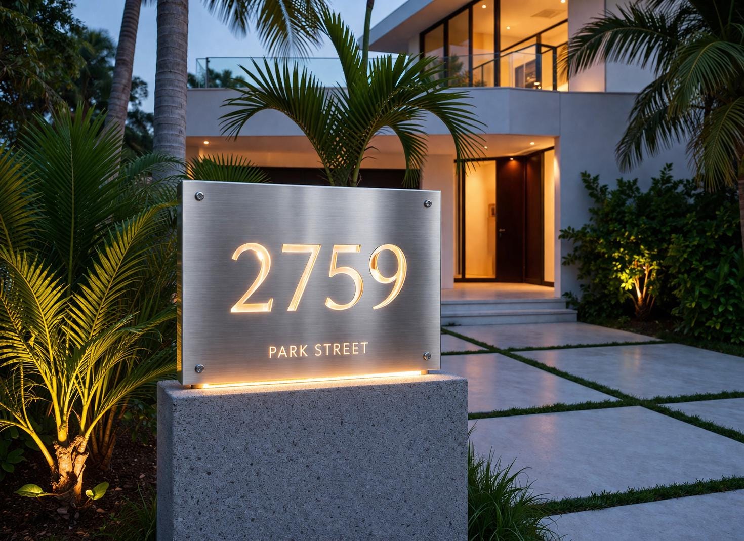 Custom Steel Address Sign With LED Backlighting – Modern Corten Style ...
