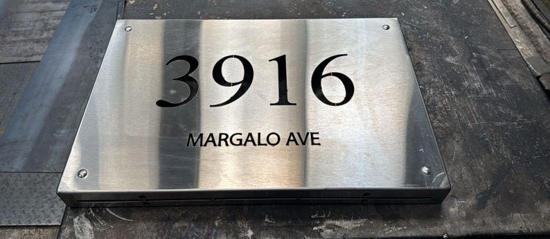 Custom Steel Address Sign With LED Backlighting – Modern Corten Style ...