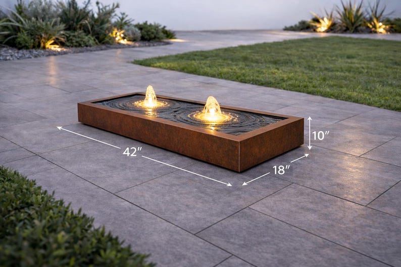 Infinity Water Table - Steel Outdoor Water Feature – Minimalist Patio ...