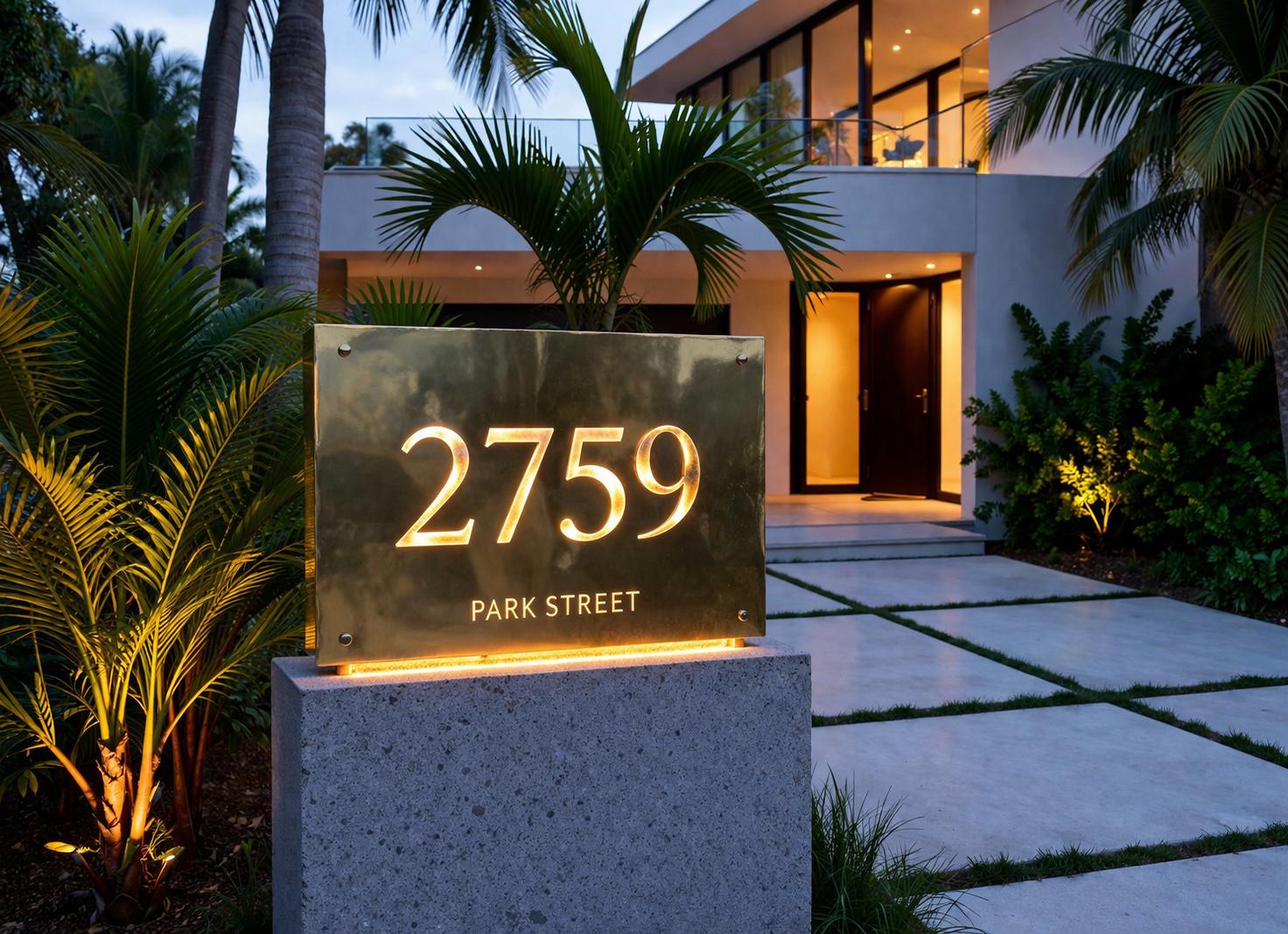 Custom Steel Address Sign With LED Backlighting – Modern Corten Style ...