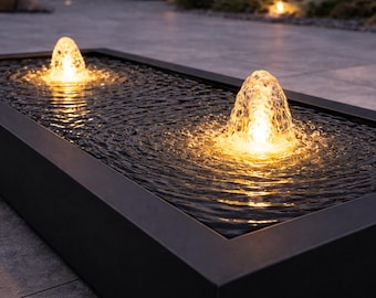 Infinity Water Table - Steel Outdoor Water Feature – Minimalist Patio Sculpture