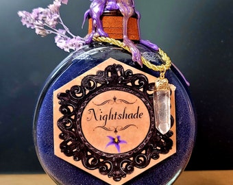 Nightshade Potion Bottle: Handcrafted Glass, Crystal Witchy Decor