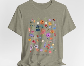 Stay Wild T-shirt met bloemen - Uniseks Bella Canvas T-shirt