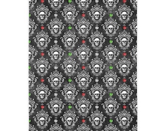Gothic kerstdeken met doodshoofd – Sfeervol kerstdecor, zachte fluwelen plaid