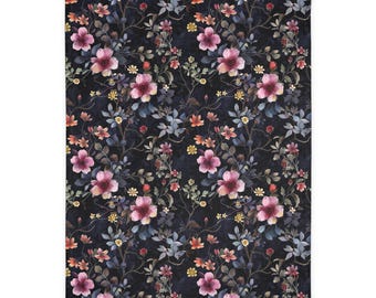 Floral Velveteen Blanket: Moody Gothic Boho Home Decor