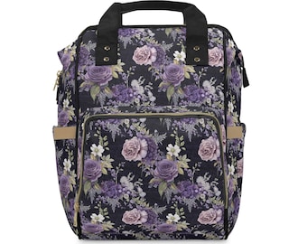 Floral Diaper Backpack: Stylish Nylon Baby Bag for Moms