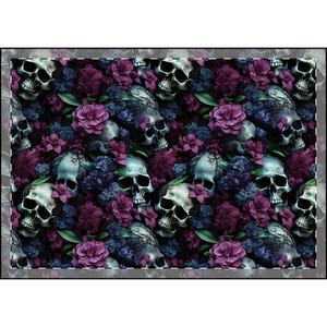 Gothic Floral Plush Blanket, Cozy Sofa Throw, Skull & Rose Design, Halloween Decor, Unique Gift for Goth Lovers, Warm Home Accessory