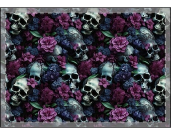Gothic Floral Plush Blanket: Skull & Rose Throw - Halloween Decor