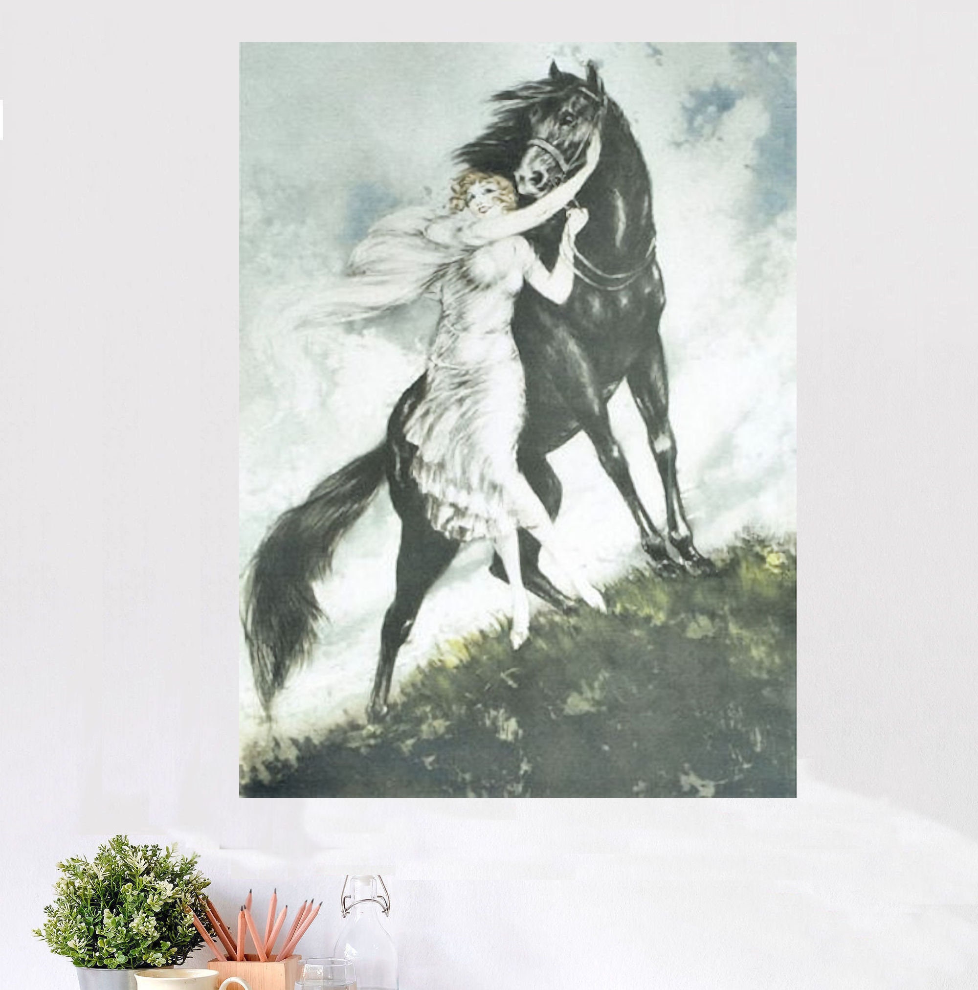 Louis Icart Art Deco Print, Woman and Horse, French Masterpiece - Etsy