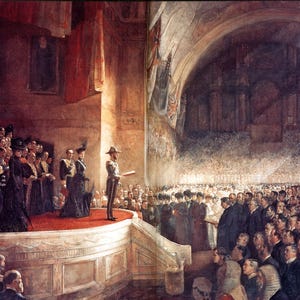 The Big Picture, or the Opening of the Australian Parliament, by Tom Roberts created in 1904
