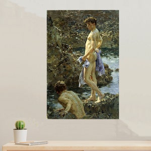 Bathing Group by Henry Scott Tuke of 1914, an English Impressionistic masterpiece depicting  a group of young men bathing in Cornwall