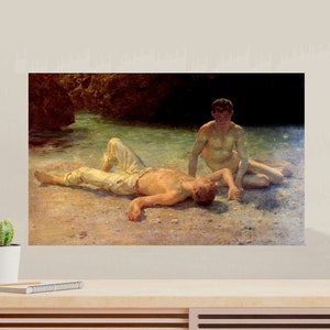 Noonday Heat by Henry Scott Tuke created in 1902 is an English Impressionist work depicting two young men on the beach