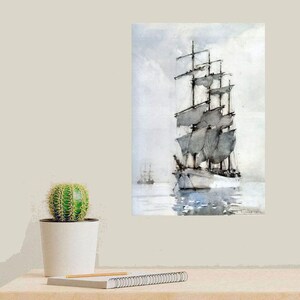 A Four Masted Barque by Henry Scott Tuke created in 1914, a masterful image of this ship by an Impressionist master