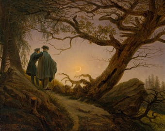Two Men Contemplating the Moon by Caspar David Friedrich created in 1830