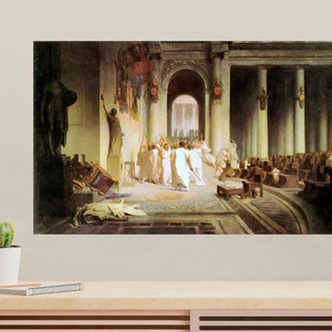 Death of Caesar by Jean Leon Gerome created in 1867 is a Neoclassical work depicting the pivotal point of the end of the Roman Republic